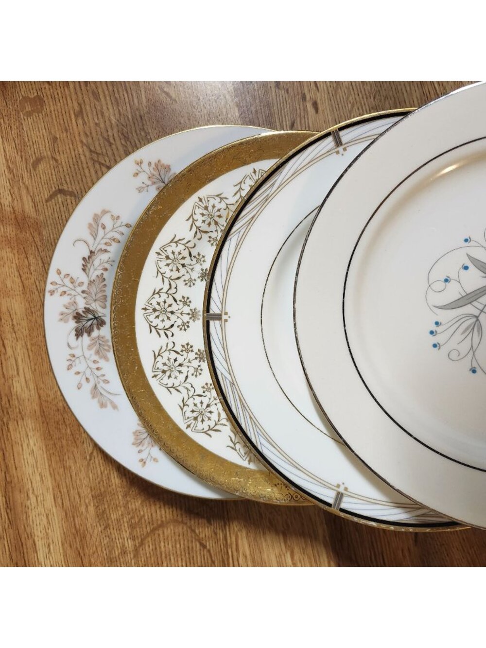 Mismatched China ~7.5" Lunch Plates Salad Gold Accents Porcelain Eclectic